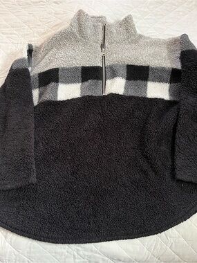 Maurices Black, Gray & White Teddy Jacket with Buffalo Check